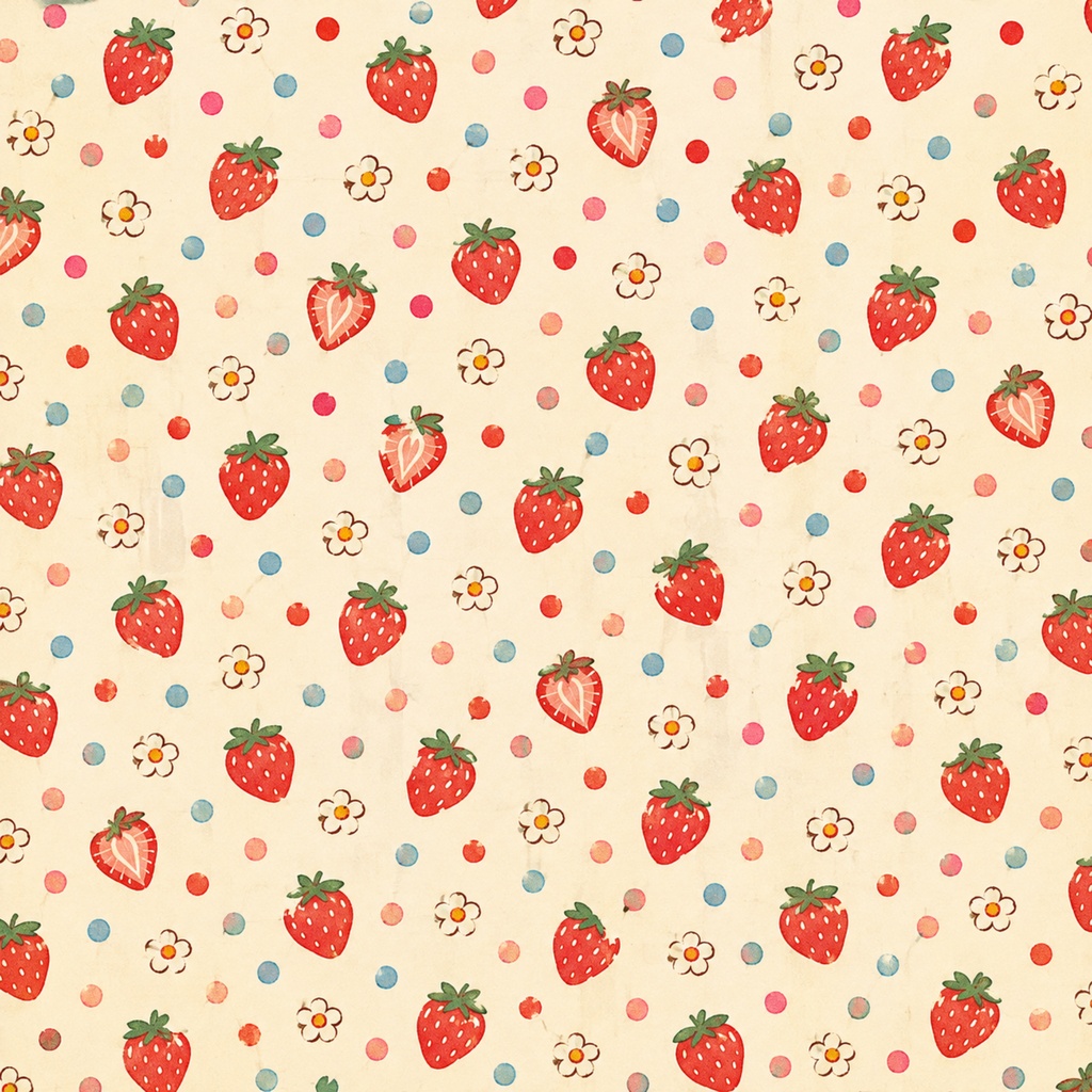 いちご柄 壁紙 コラージュ 手帳デコ Strawbdrry Pattern digitalpaper5枚セット