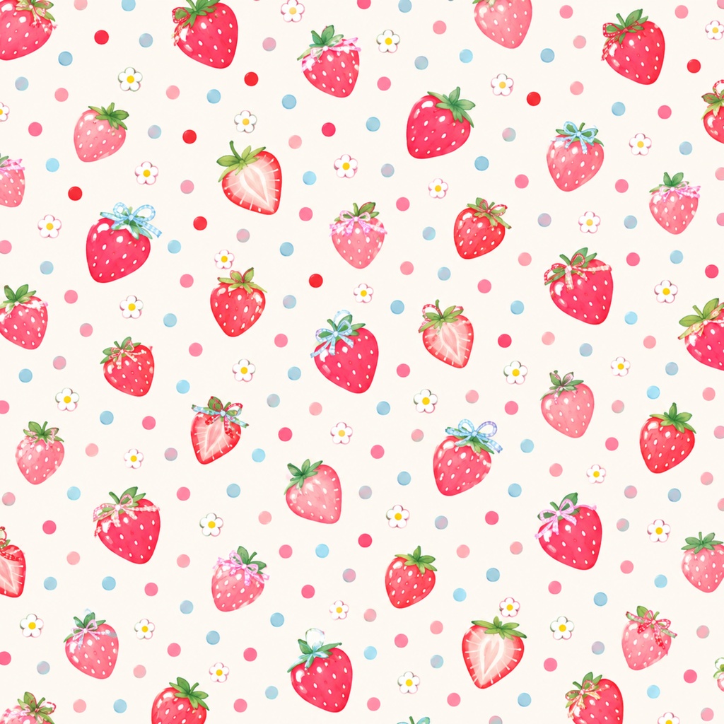 いちご柄 壁紙 コラージュ 手帳デコ Strawbdrry Pattern digitalpaper5枚セット