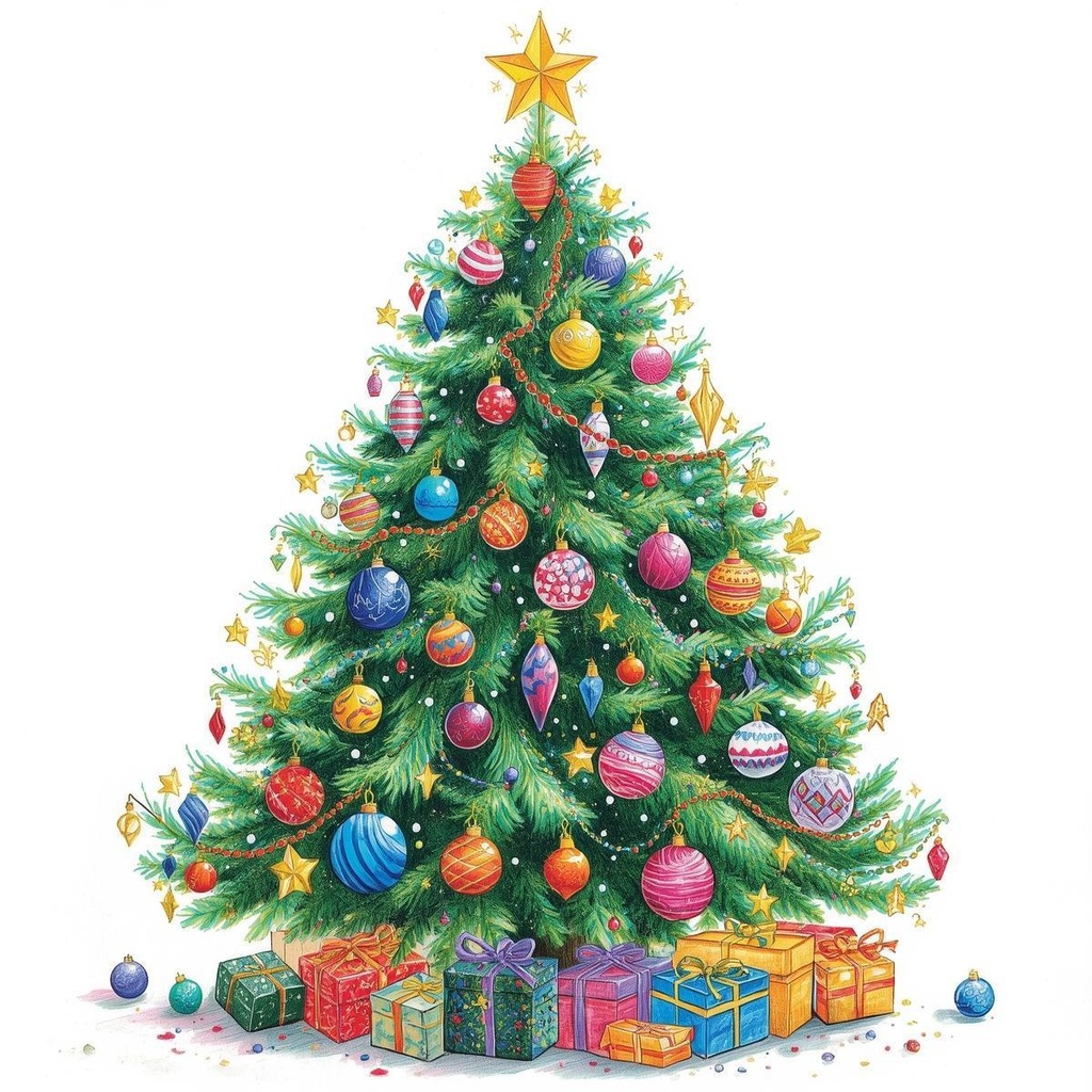 色鉛筆風クリスマス飾りクリップアート