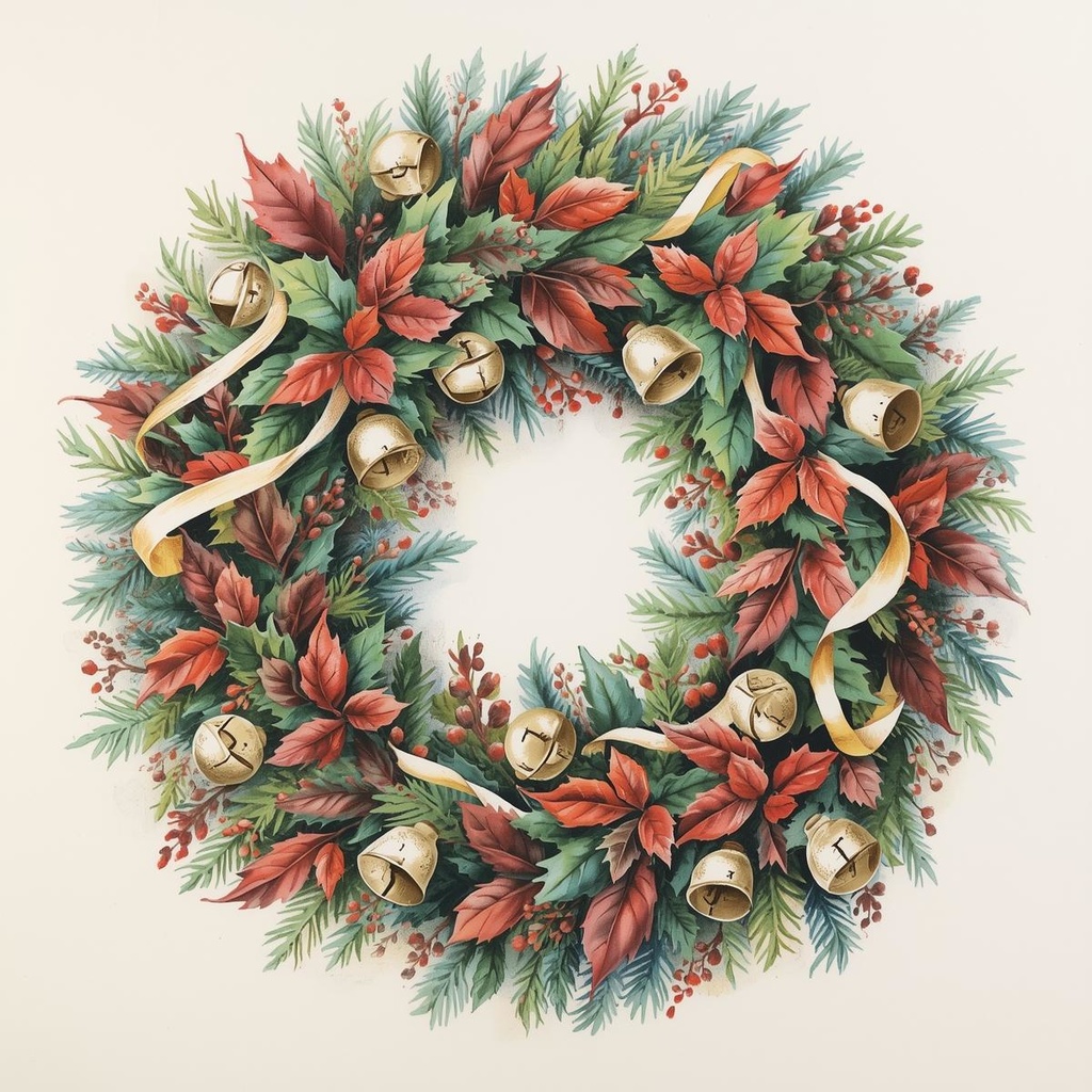 色鉛筆風クリスマス飾りクリップアート