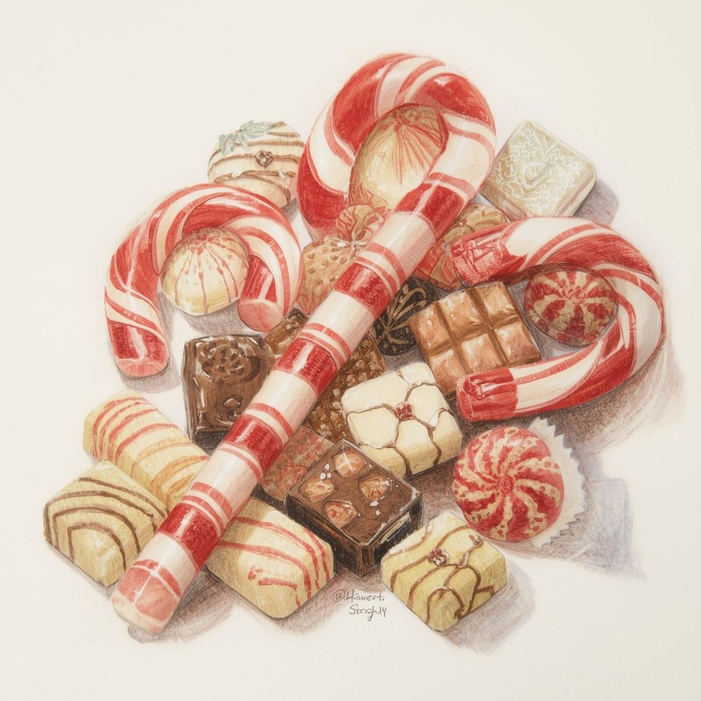 色鉛筆風クリスマス飾りクリップアート