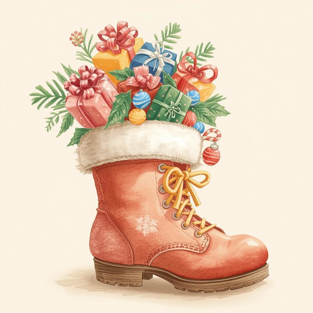 色鉛筆風クリスマス飾りクリップアート