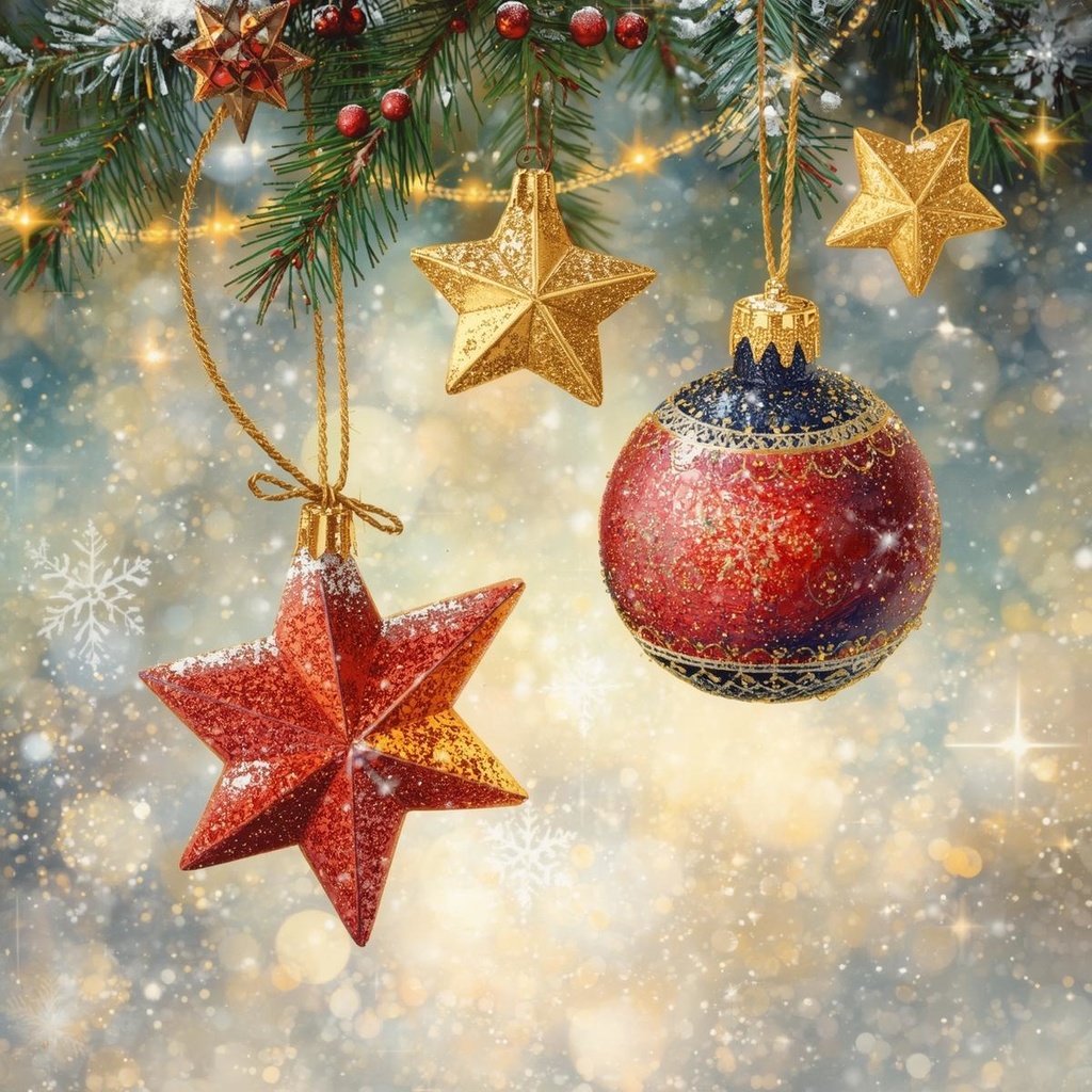 色鉛筆風クリスマス飾りクリップアート