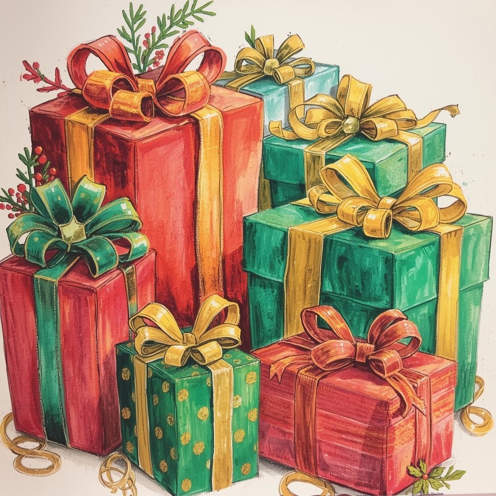 色鉛筆風クリスマス飾りクリップアート