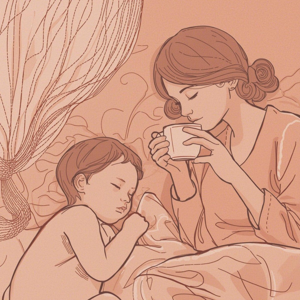 やわらかい風とピンクで描く「育児のリアル」線画クリップアートセット(全10点・PNG)