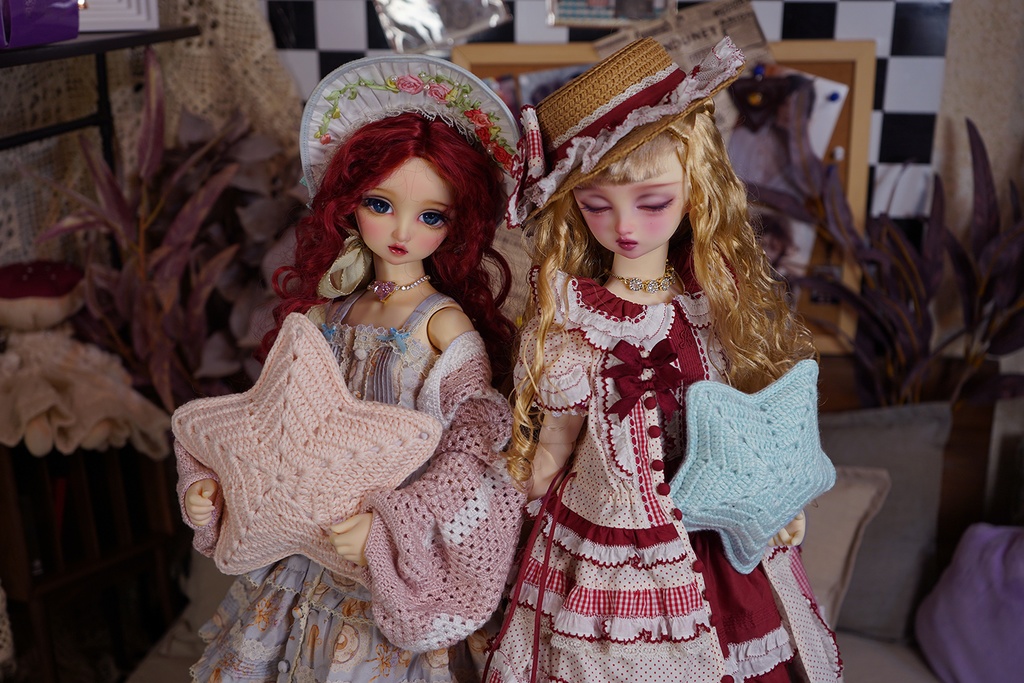 ふわふわ【国内即納】1/3 1/4BJD DD/MDD ドール用 手編みかぎ針編みのクッション