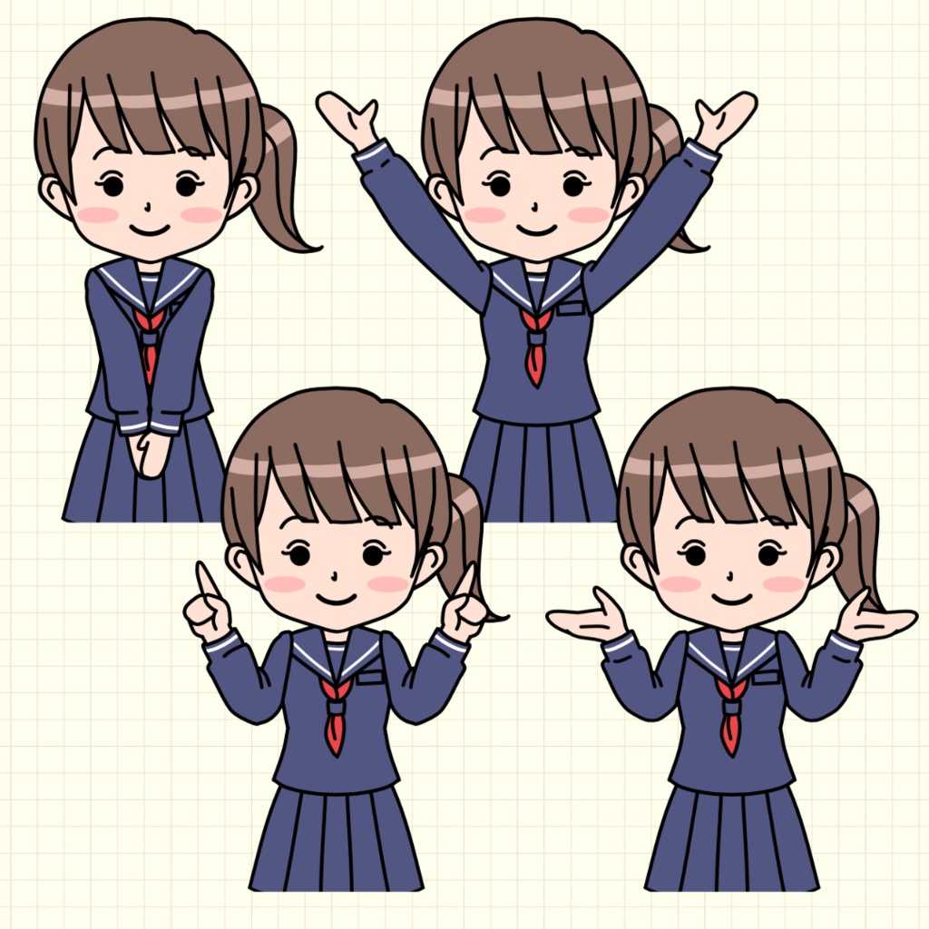 2Dアバター【003女子中学生】パペットデータ Character Animator