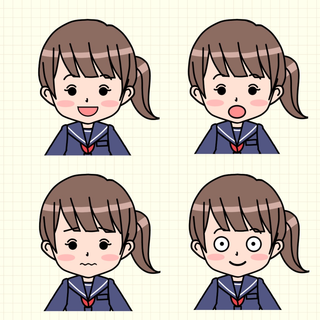 2Dアバター【003女子中学生】パペットデータ Character Animator