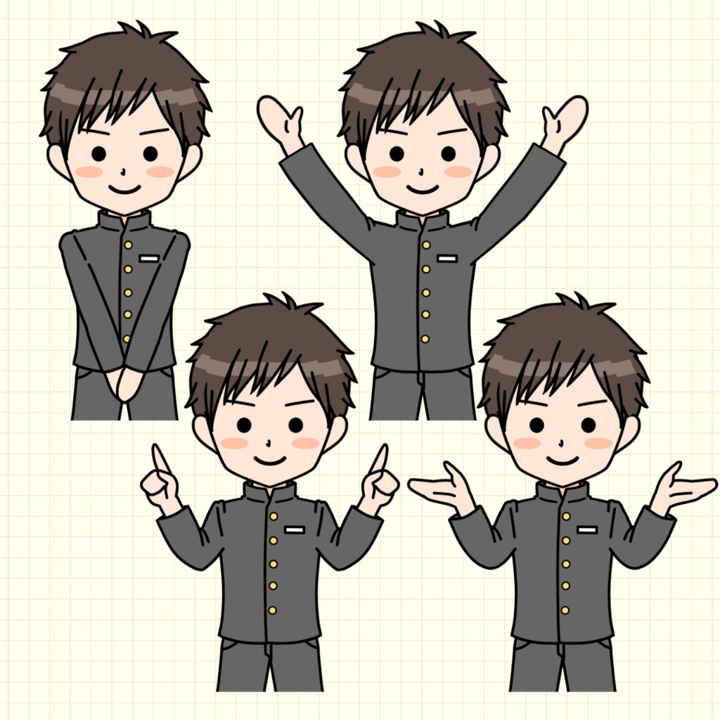 2Dアバター【004男子中学生】パペットデータ Character Animator