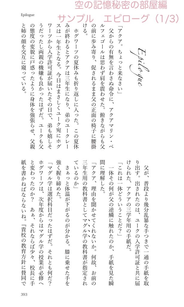 【ハリポタ夢本】『空の記憶』秘密の部屋編