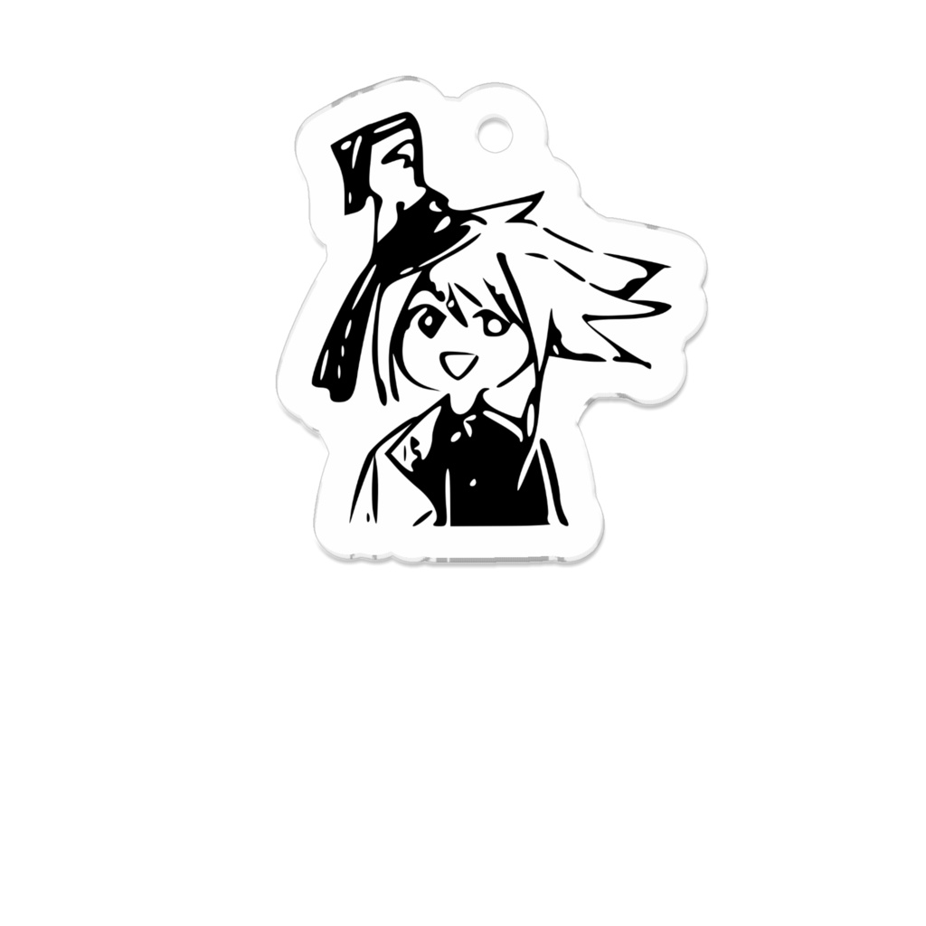 クリアキーホルダ 虚無ツイタチくん 黒線以外透明