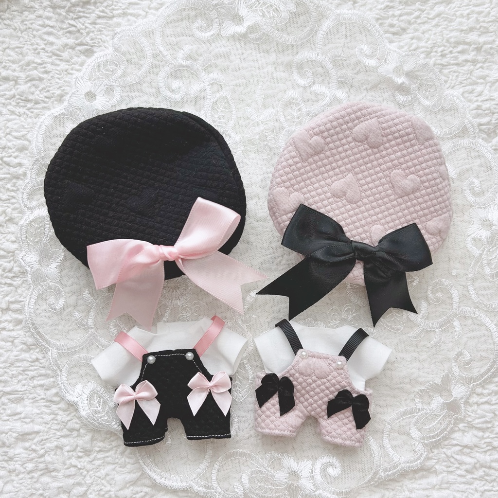 バイカラーなハートニットのオールインワン