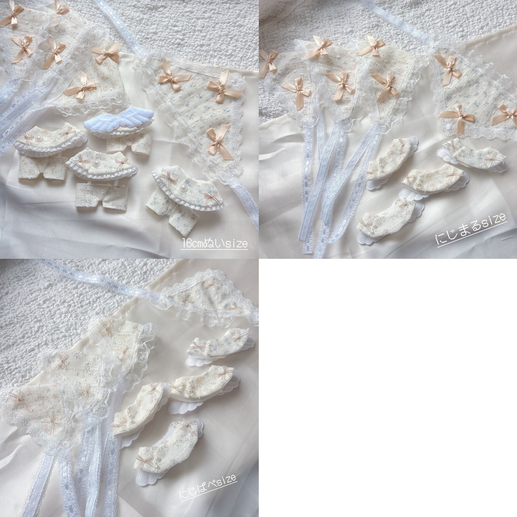 小花柄の天使バブーシュカコーデ