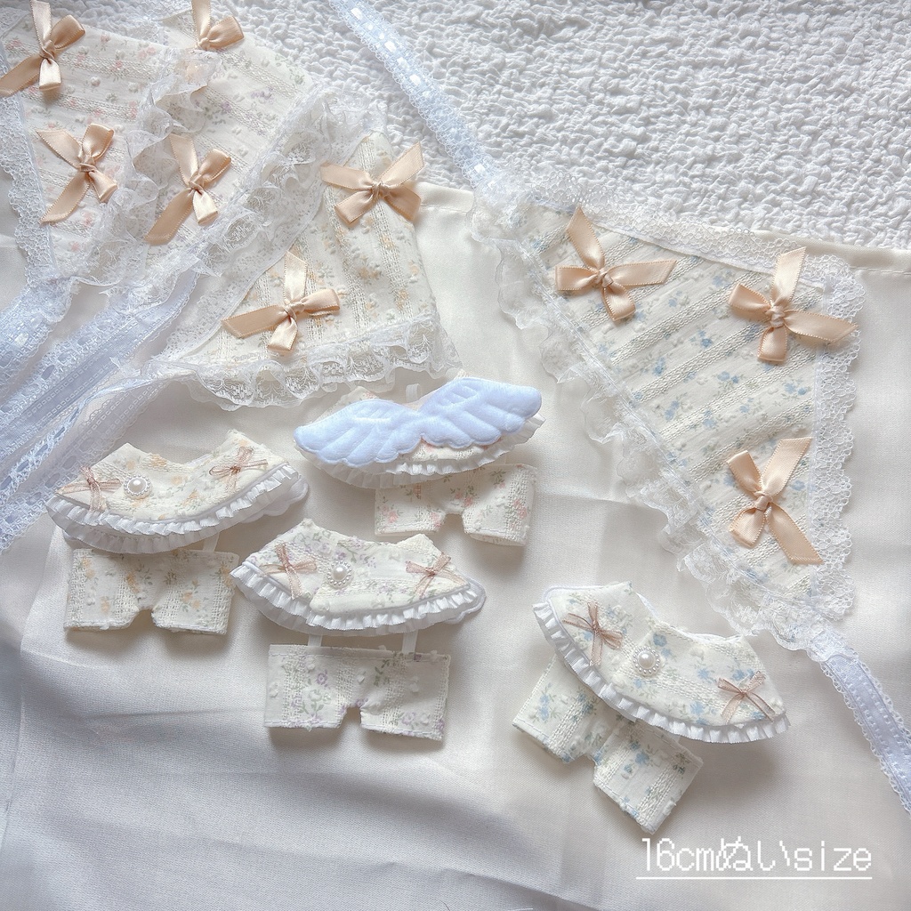 小花柄の天使バブーシュカコーデ