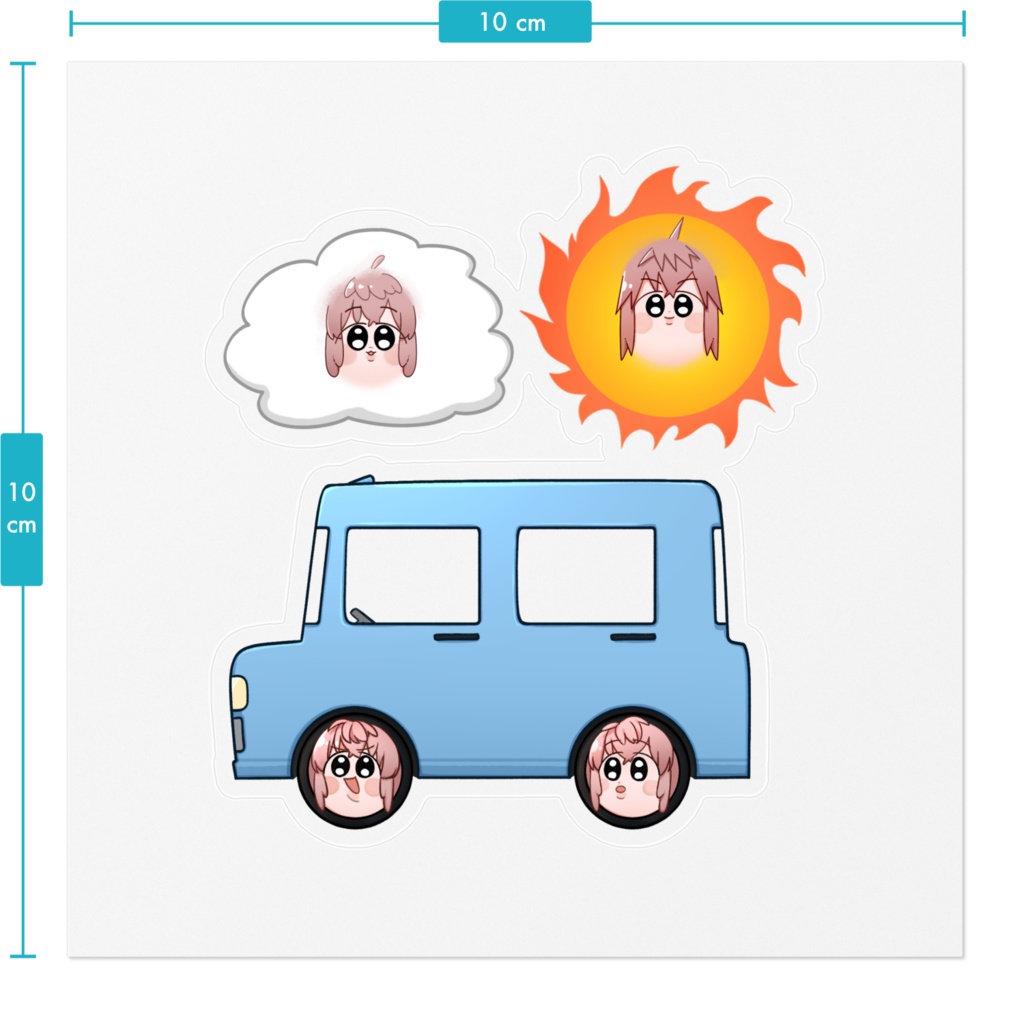 太陽と雲とタイヤ - ステッカー