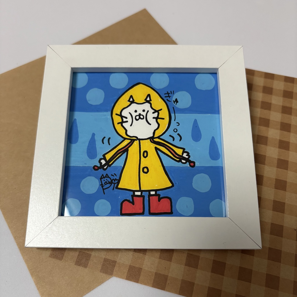 原画「レインコートねこちゃん」
