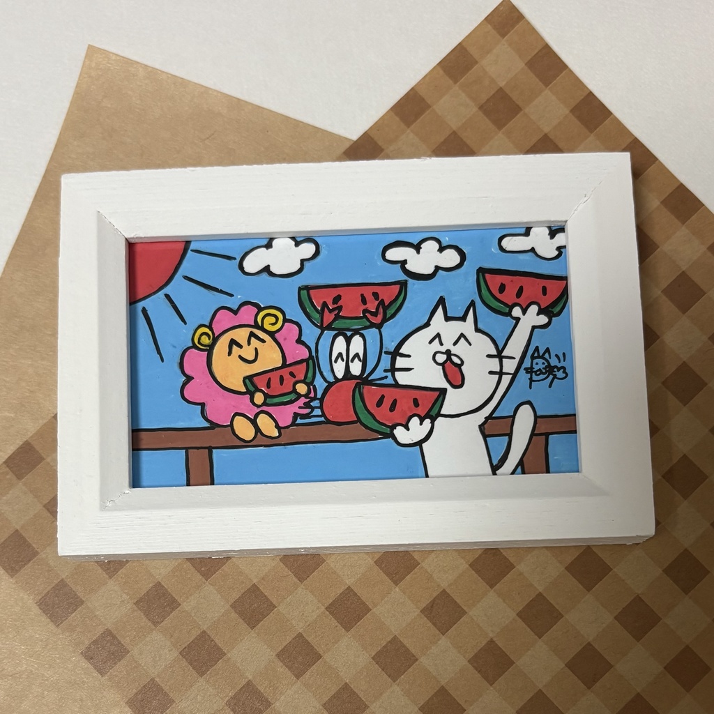 ミニ原画「スイカ最高」