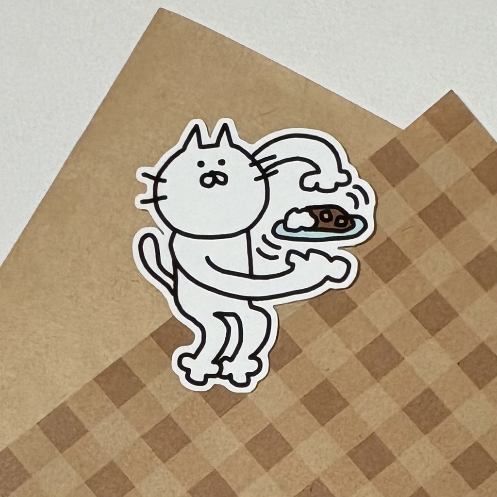 カレーを浮かすねこちゃんステッカー