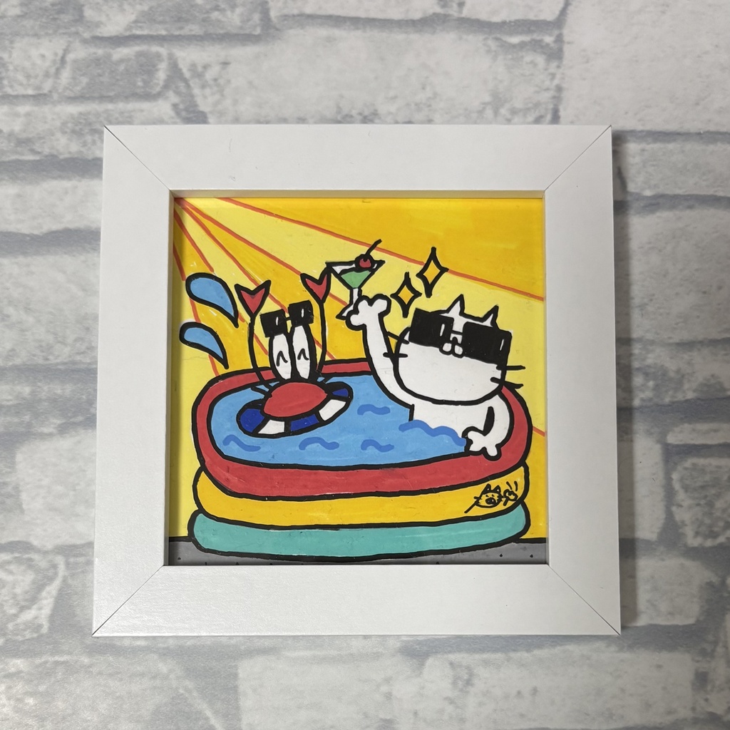 原画「プール最高‼️」