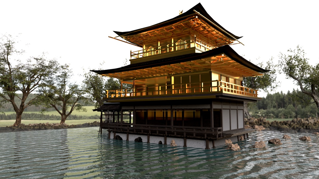 【京都金閣寺】3DCG,Blender3Dモデル🏠