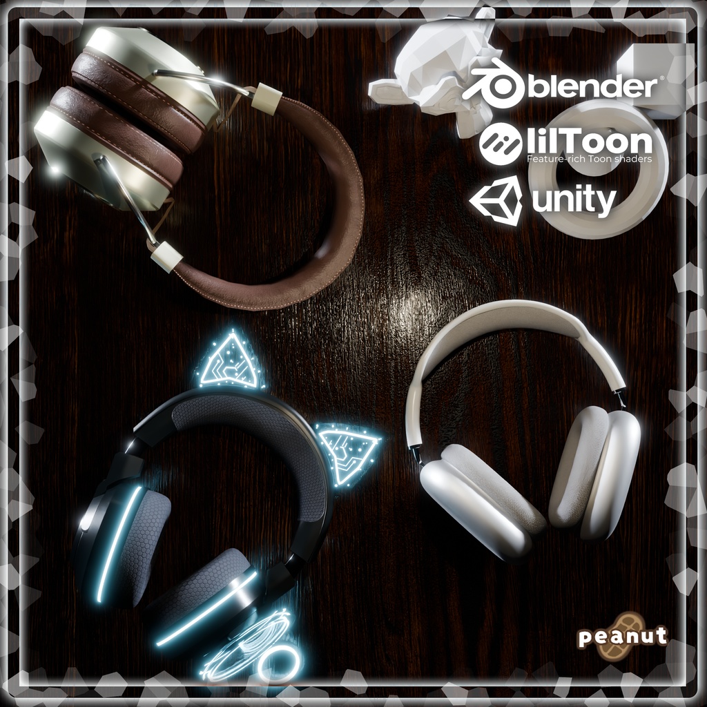 【ボーン設定済み】ヘッドホンセット! – Blender&VRC用アセット