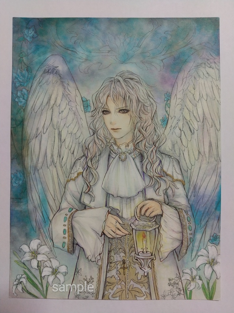 天使「オリジナルイラスト絵画」A4サイズ - 絵画