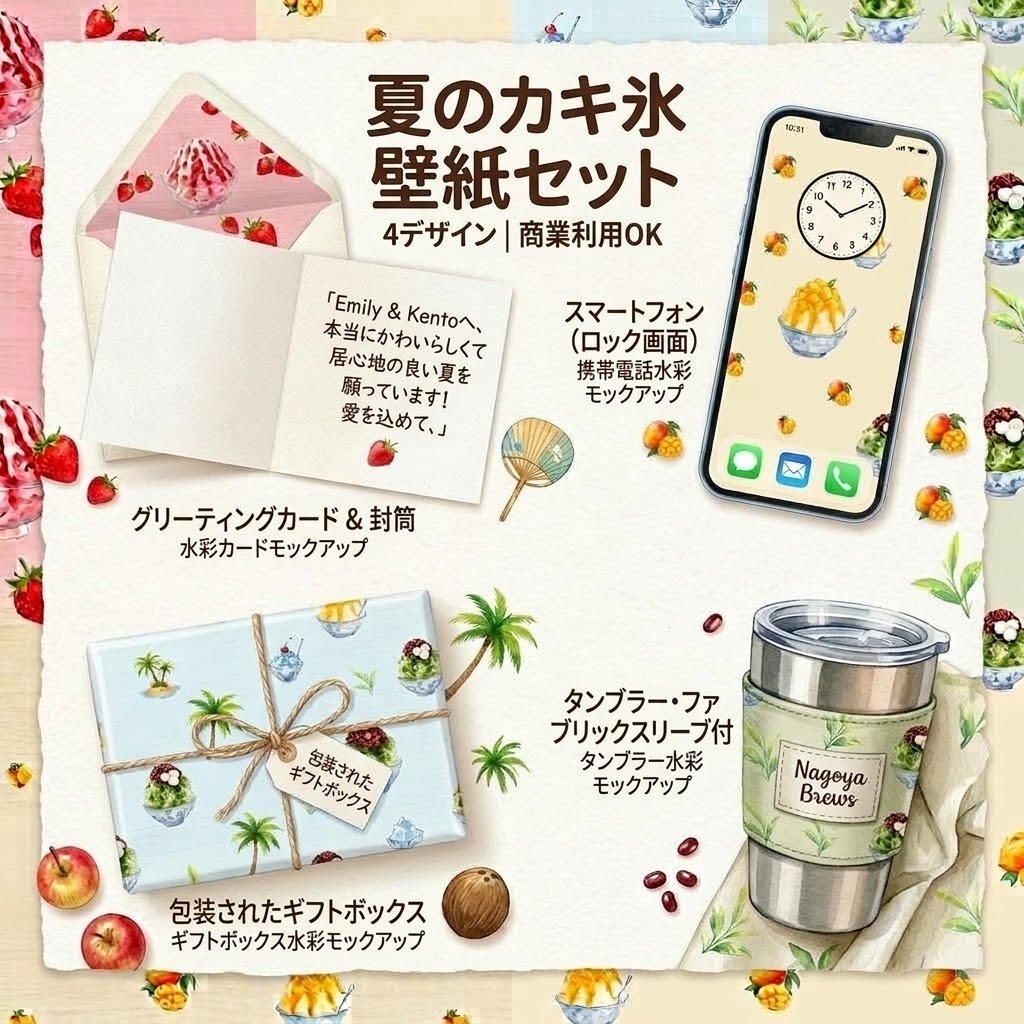 かき氷デジタルペーパー 4柄お得パック