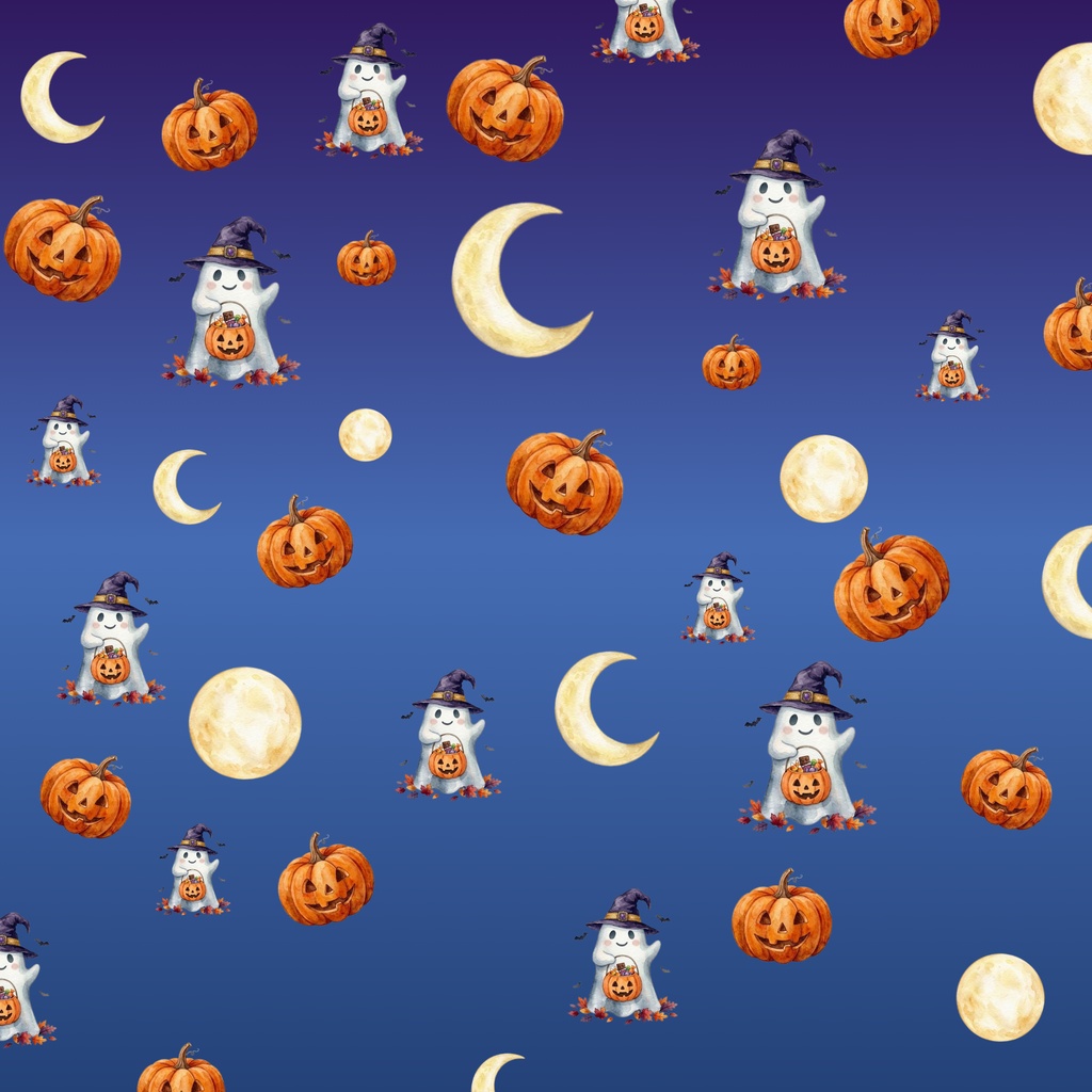 【商用利用可】水彩風ハロウィン シームレスパターン 4種セット【デジタルペーパー/背景素材】
