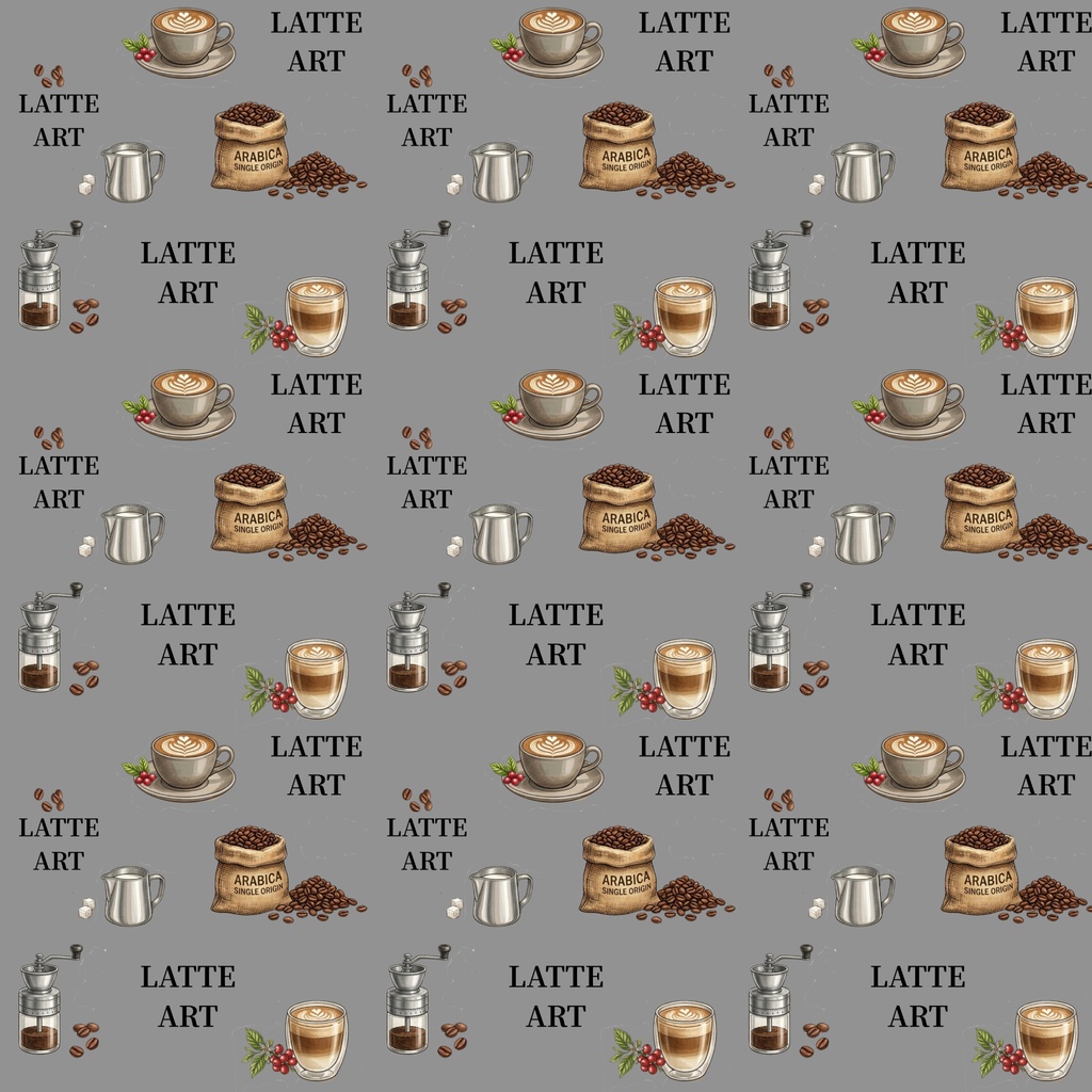 カフェ＆スイーツ シームレスパターン4種セット（ラテアート・ケーキ・喫茶）