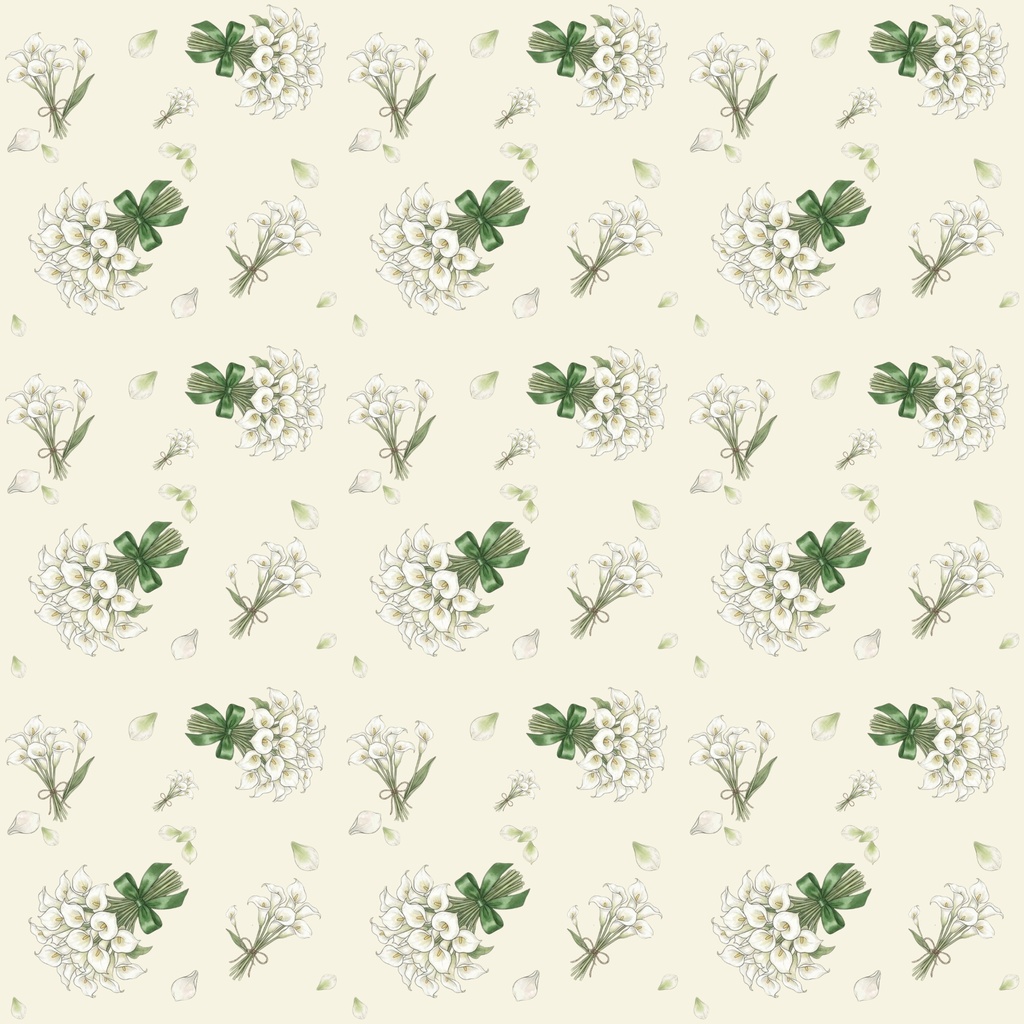 【アイボリー統一8種セット】水彩ボタニカル・花束のレトロ可愛いデジタルペーパー(チューリップ・ひまわり・バラ等)【商用利用可】