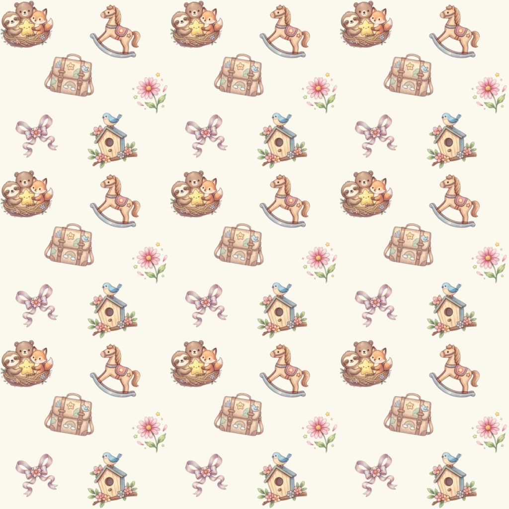 【10種セット】ゆめかわユニコーン・お城とおもちゃの可愛いデジタルペーパー(パープル&イエロー)【商用利用可】