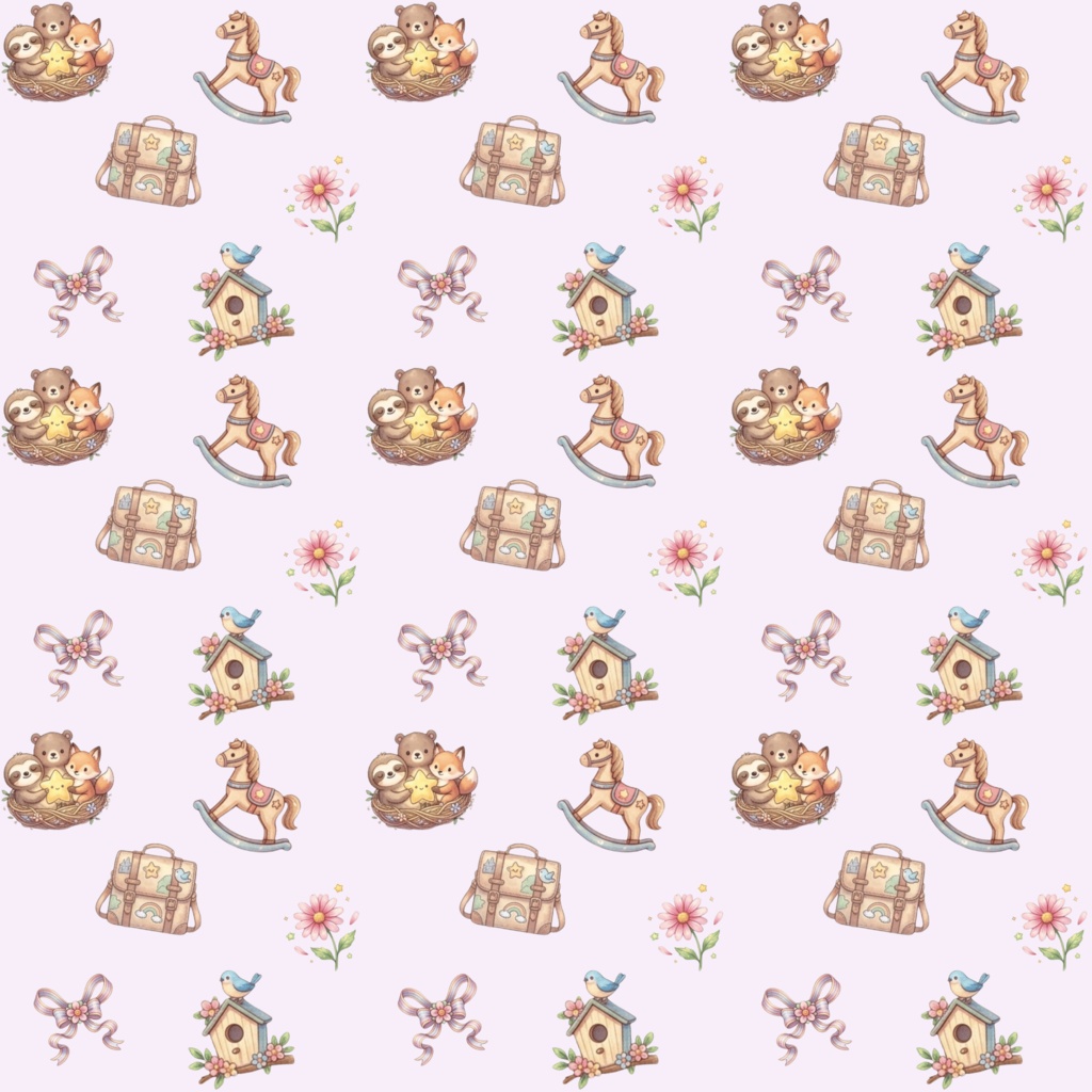 【10種セット】ゆめかわユニコーン・お城とおもちゃの可愛いデジタルペーパー(パープル&イエロー)【商用利用可】