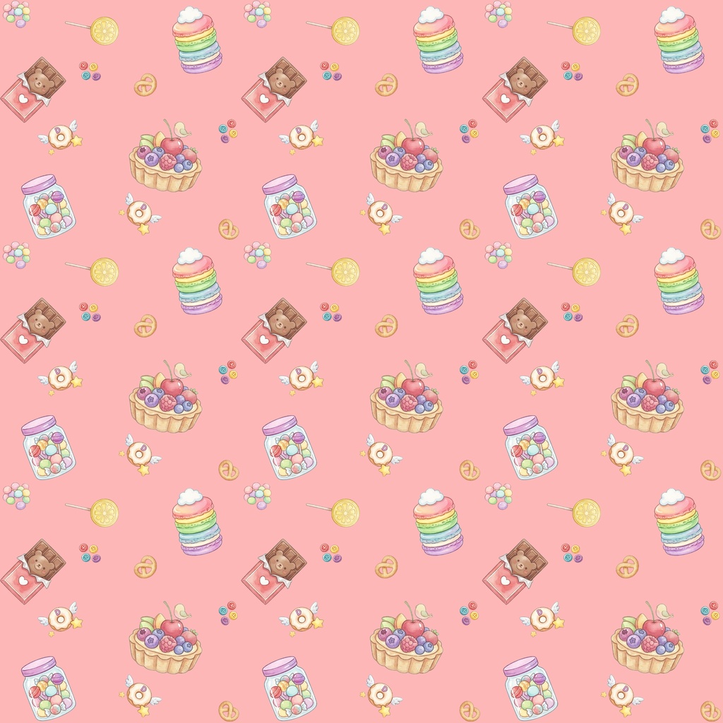 【8種セット】お菓子&アイスクリーム・ゆめかわデジタルペーパー(水色&ピンク)【商用利用可】