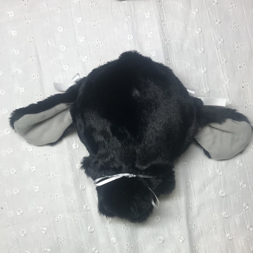 たれ耳ウサちゃん ブラック ホワイトリボン