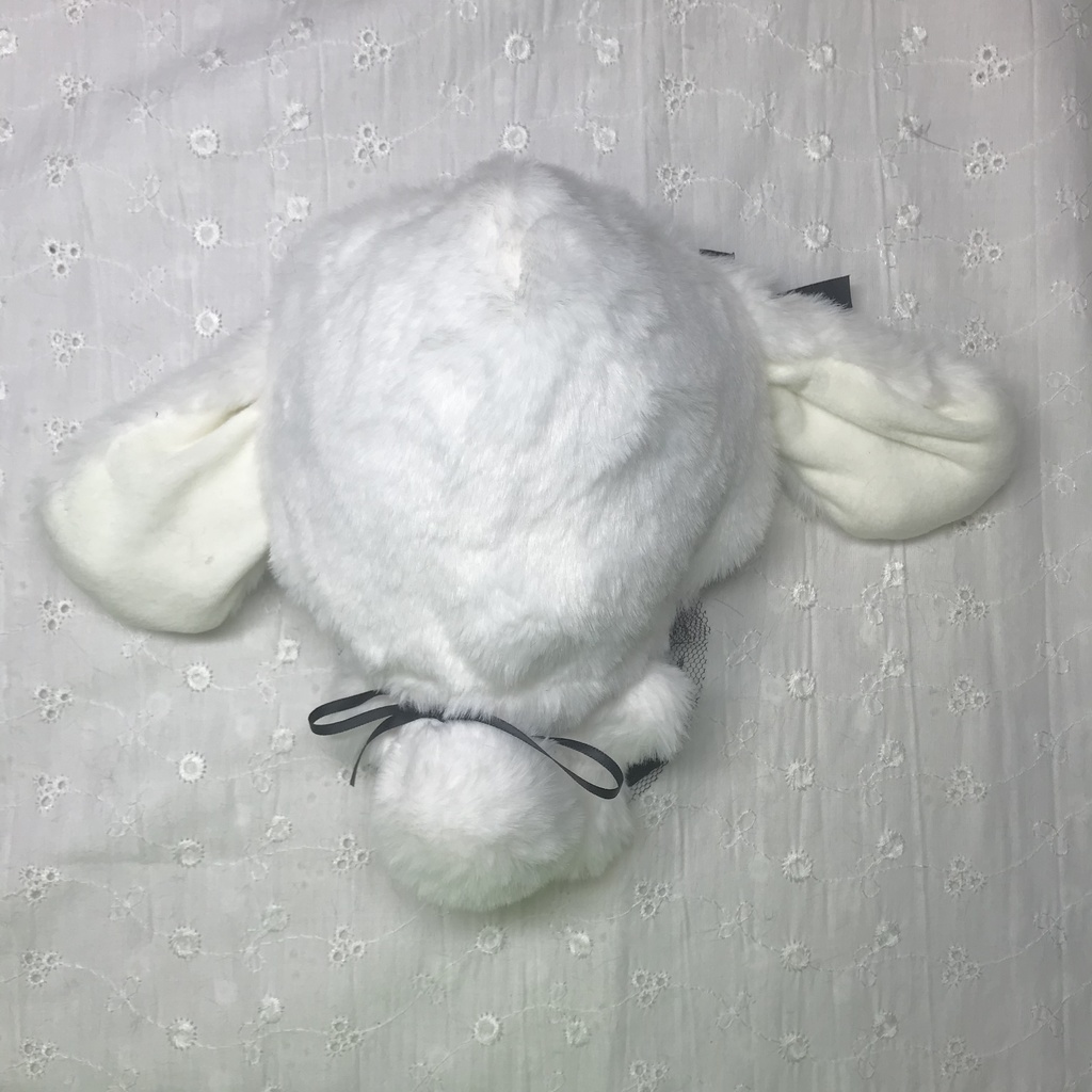 たれ耳うさちゃん ホワイト ブラックリボン