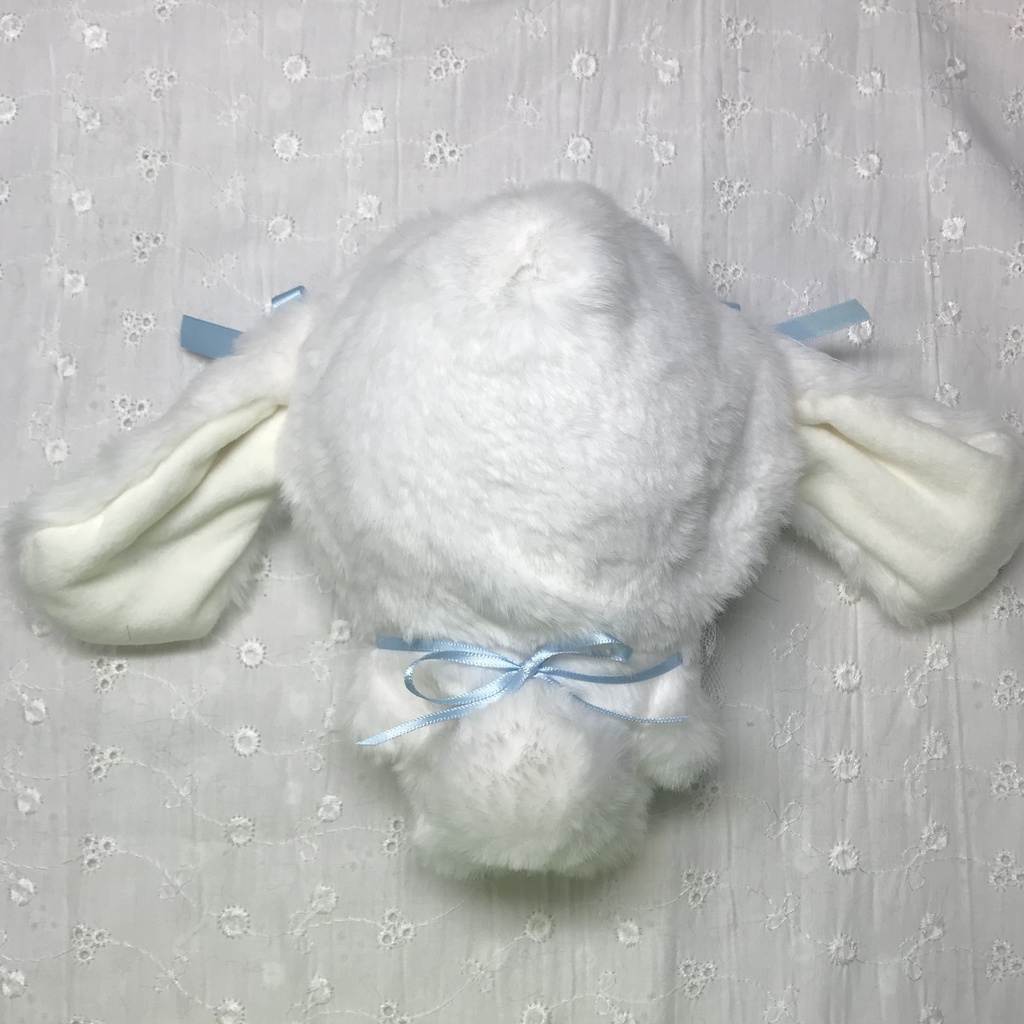 たれ耳うさちゃん ホワイト 水色リボン