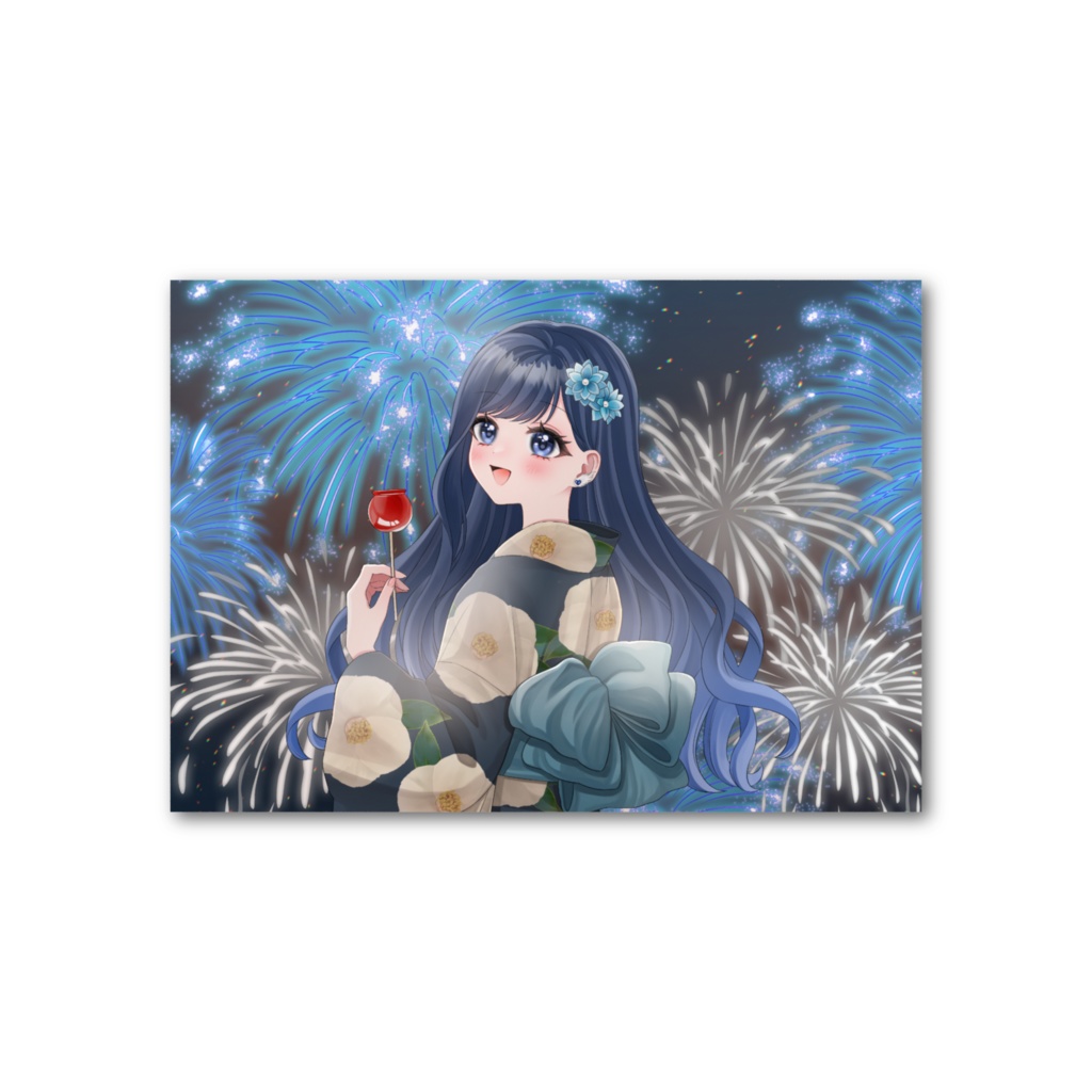 【サマーグッズ】羽月ころん花火大会浴衣フォト風カード