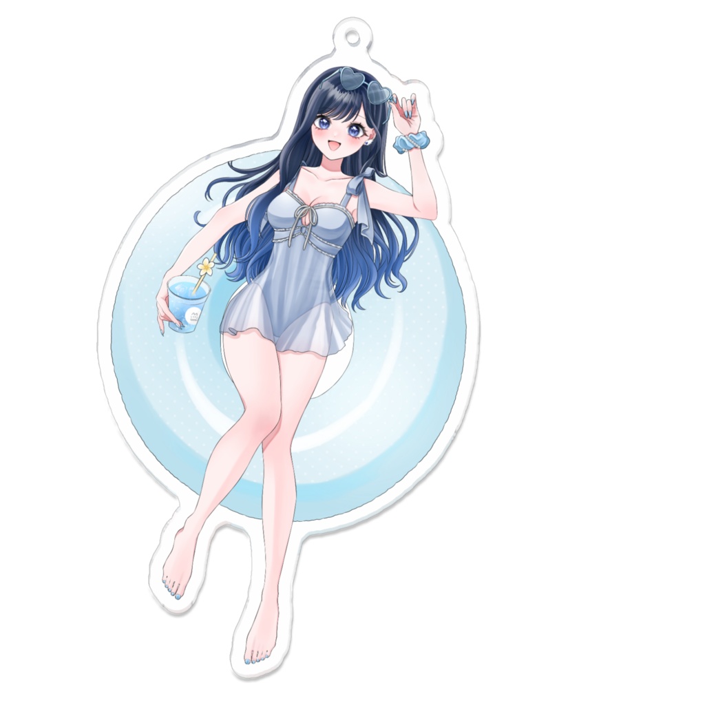【サマーグッズ】羽月ころん水着アクリルキーホルダー(青髪背景なし) 10㎝