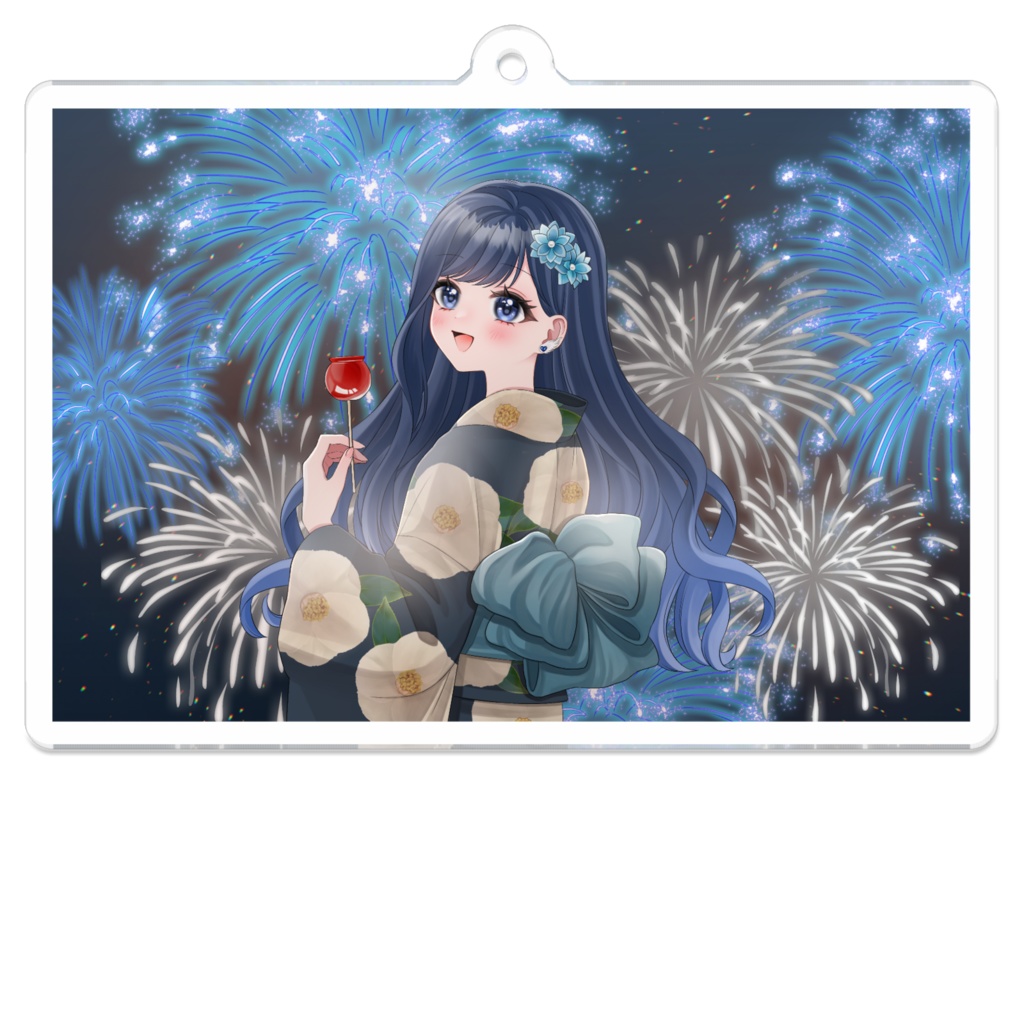 【サマーグッズ】羽月ころん花火大会浴衣アクリルキーホルダー 7cm