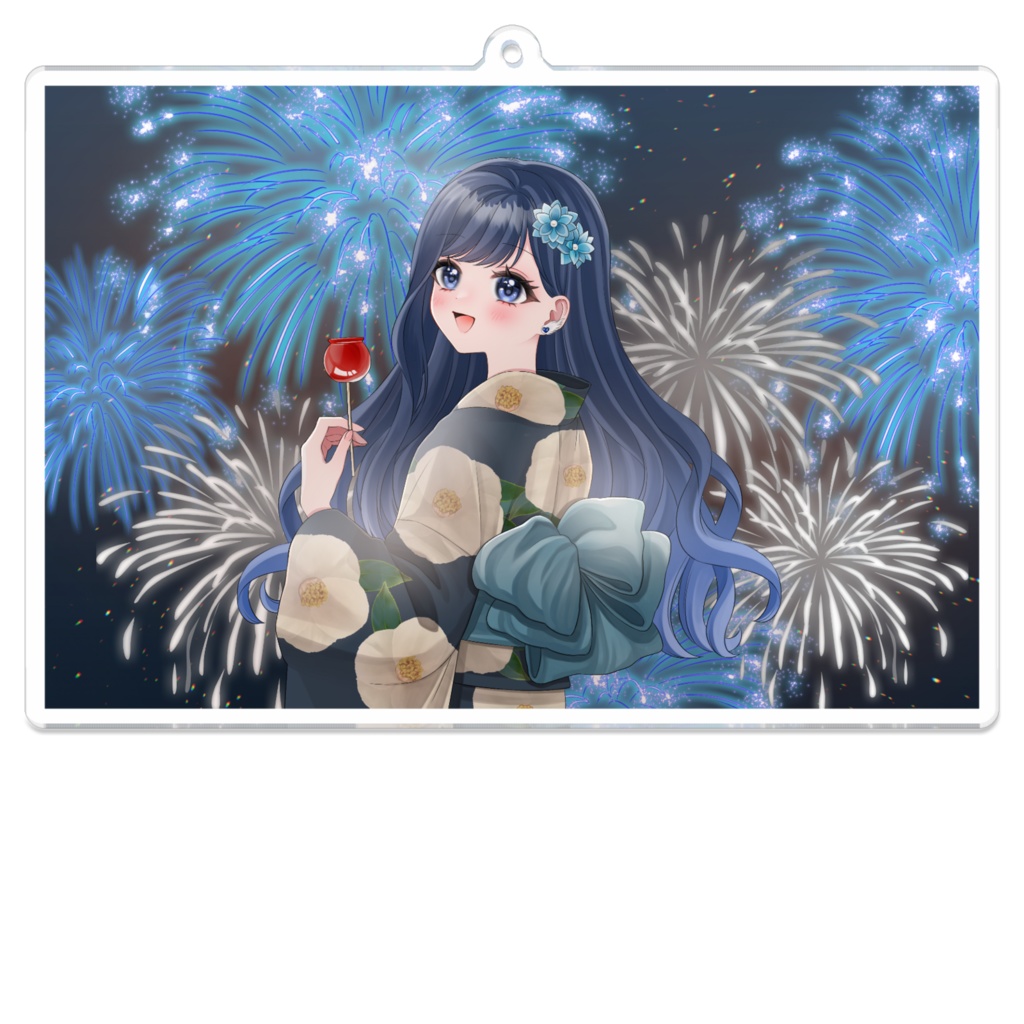 【サマーグッズ】羽月ころん花火大会浴衣アクリルキーホルダー 10㎝