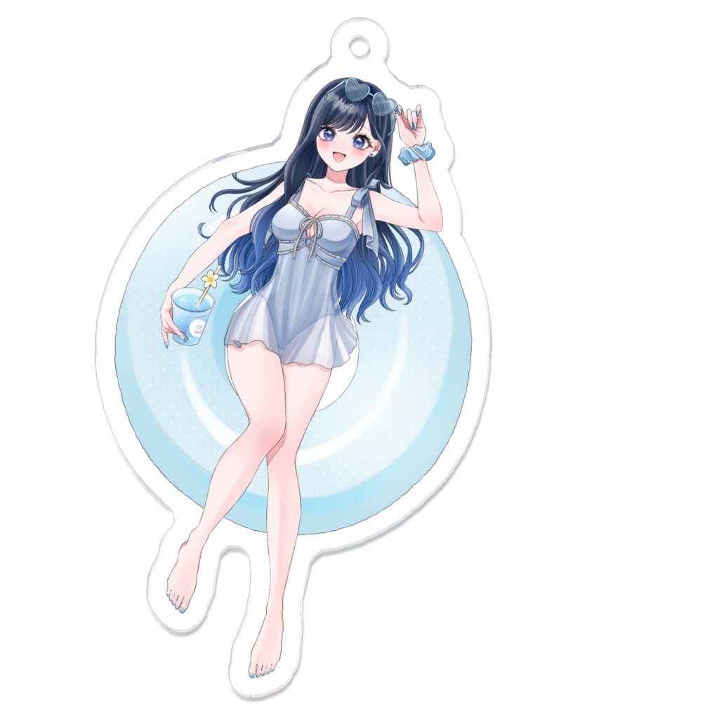 【サマーグッズ】羽月ころん水着アクリルキーホルダー(青髪背景なし) 7cm