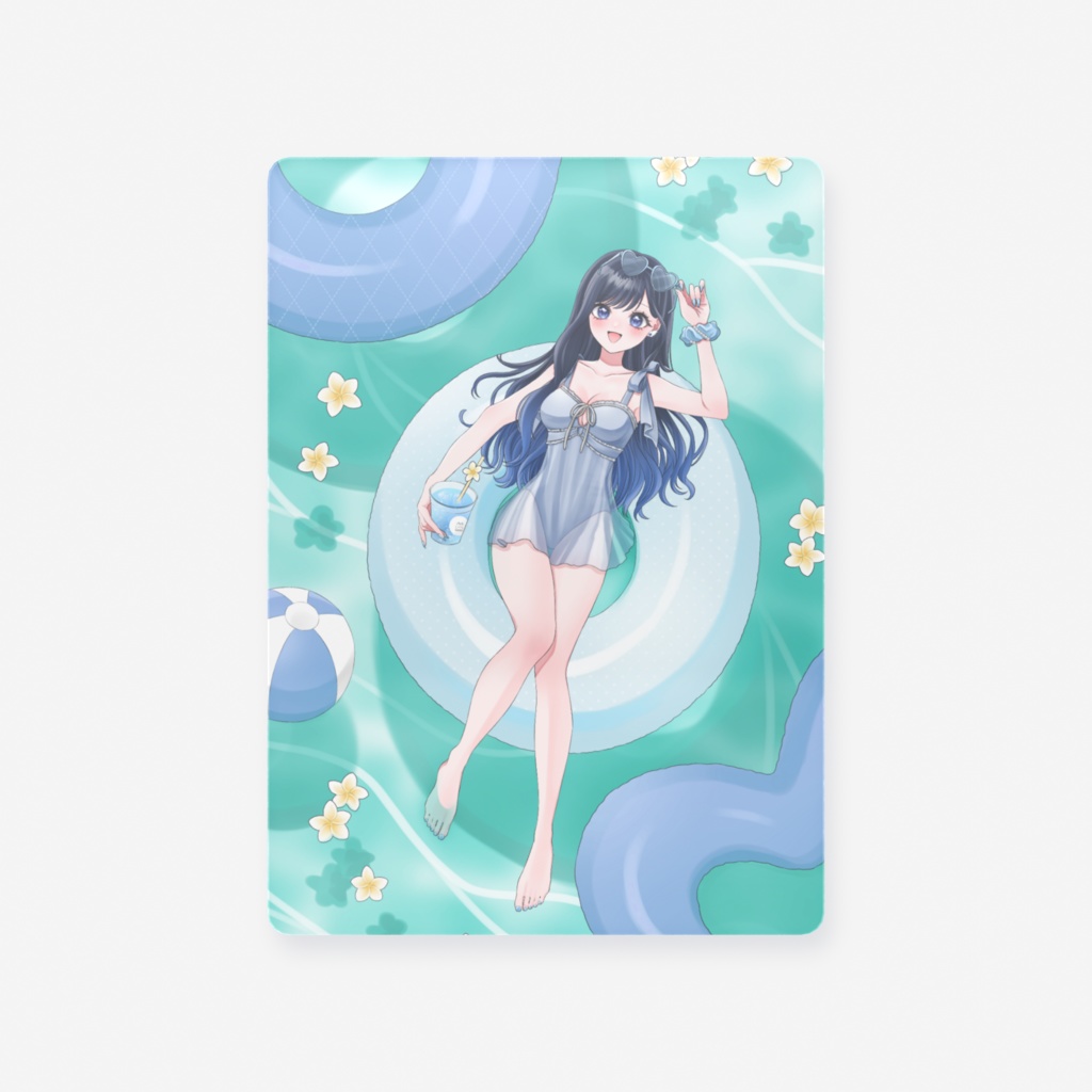 【サマーグッズ】羽月ころん水着クリアカード(青髪Ver.)