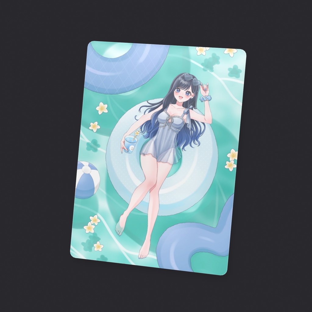 【サマーグッズ】羽月ころん水着クリアカード(青髪Ver.)