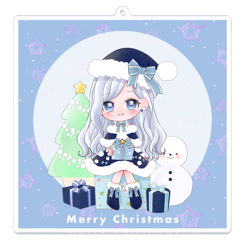 【クリスマスグッズ】ミニサンタころん(背景あり)10㎝　アクリルキーホルダー