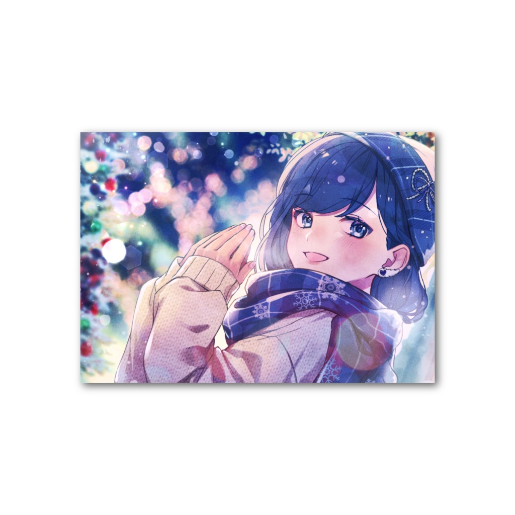【クリスマスグッズ】イルミネーション(青髪) フォト風カード