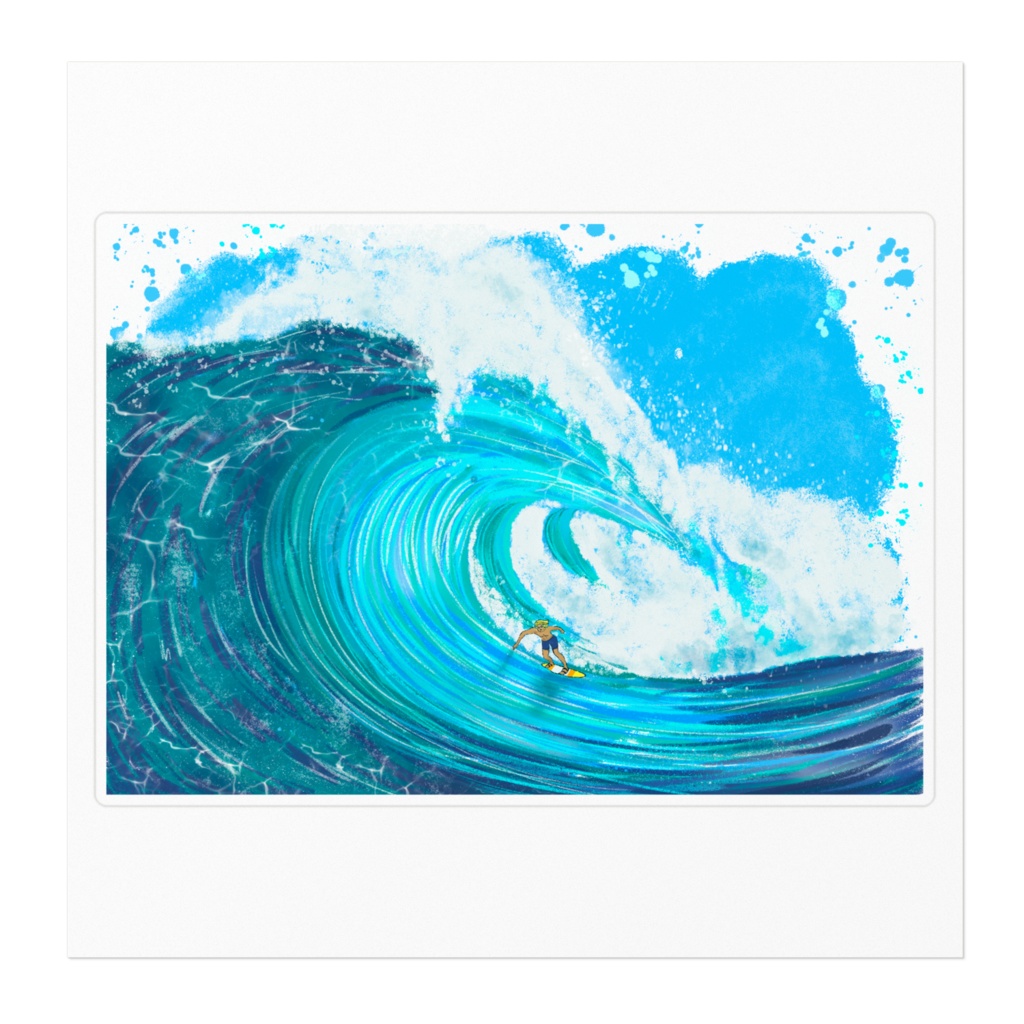 サーフィン オリジナルイラスト 海の絵 ステッカー