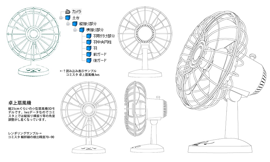 卓上扇風機3dモデル Yubikitax Booth