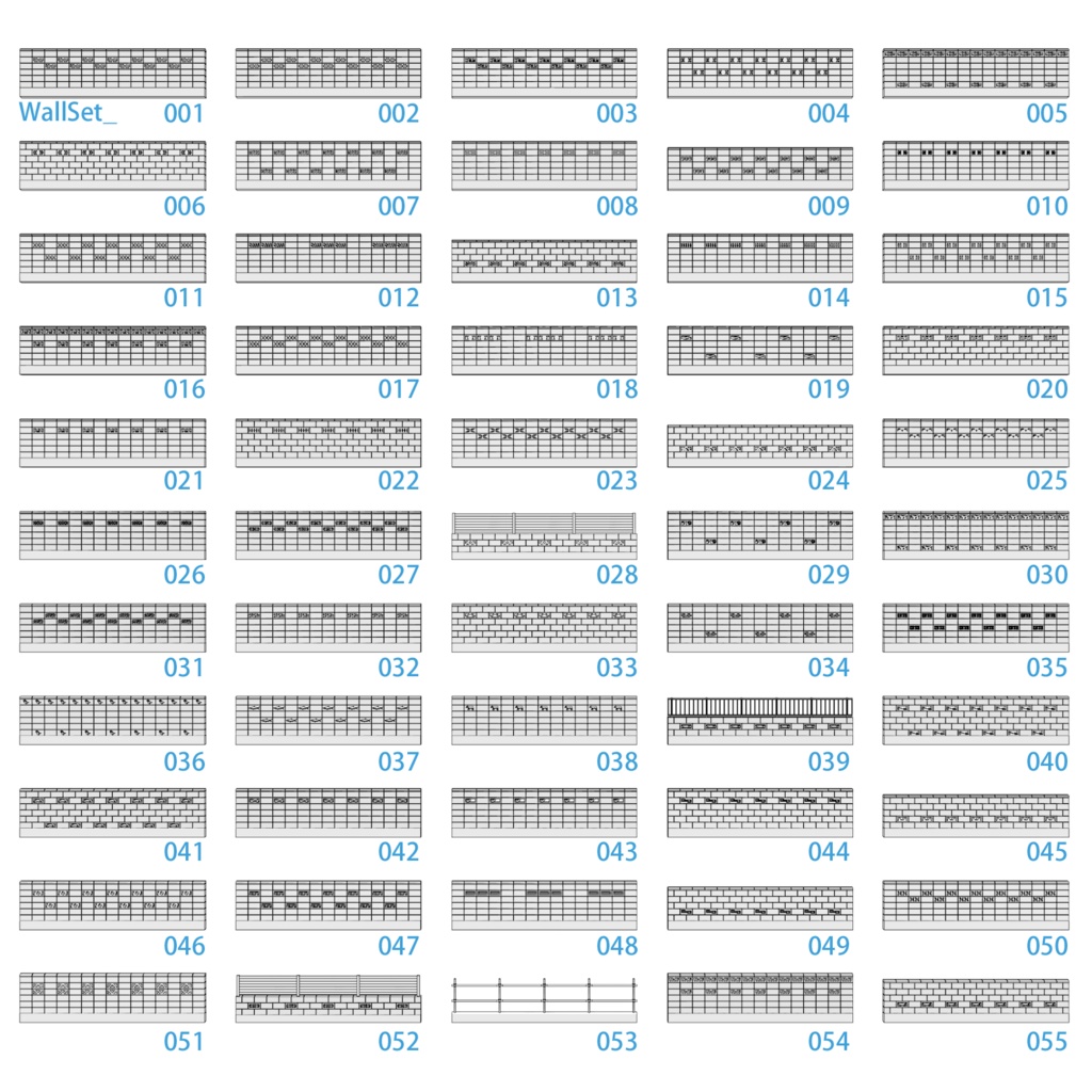 透かしブロック3D50種/塀3D100種セット