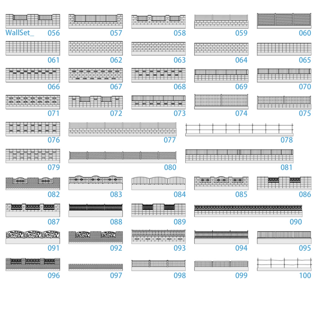 透かしブロック3D50種/塀3D100種セット