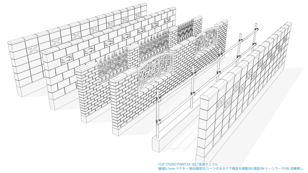 透かしブロック3D50種/塀3D100種セット